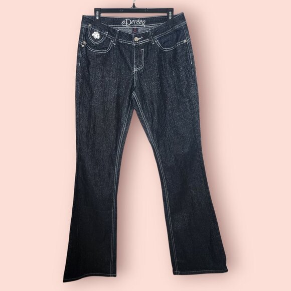 Vintage Y2k mcbling House of Dereon Dark wash boocut jeans size 9/10 hiphop - Picture 1 of 11